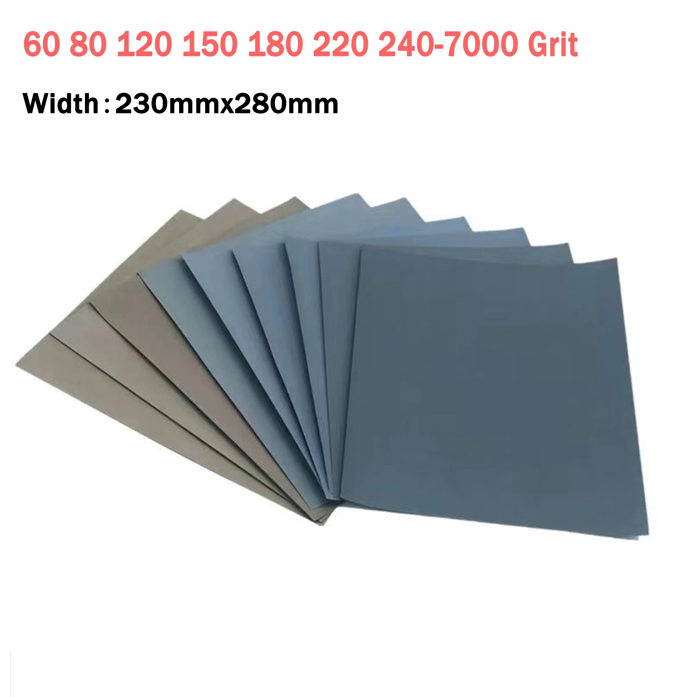 Sandpaper Size 230mmx280mm 60 80 120 150 180 220 240-7000 Grit Sandpaper Wet / Dry Sanding Paper Abrasive Polishing Tools