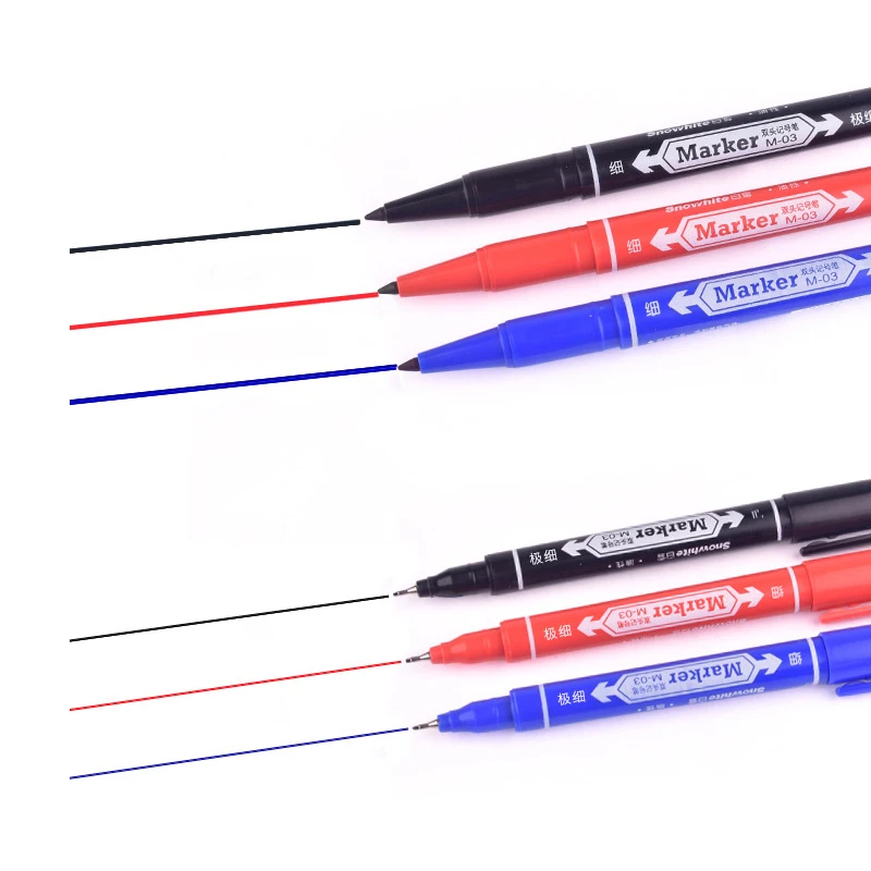 1pcs Dual Tip 0.5mm and 1.0 Mm Marker Pen Waterproof Oily Tattoo Art Marker Pen Black Blue Red for Choose