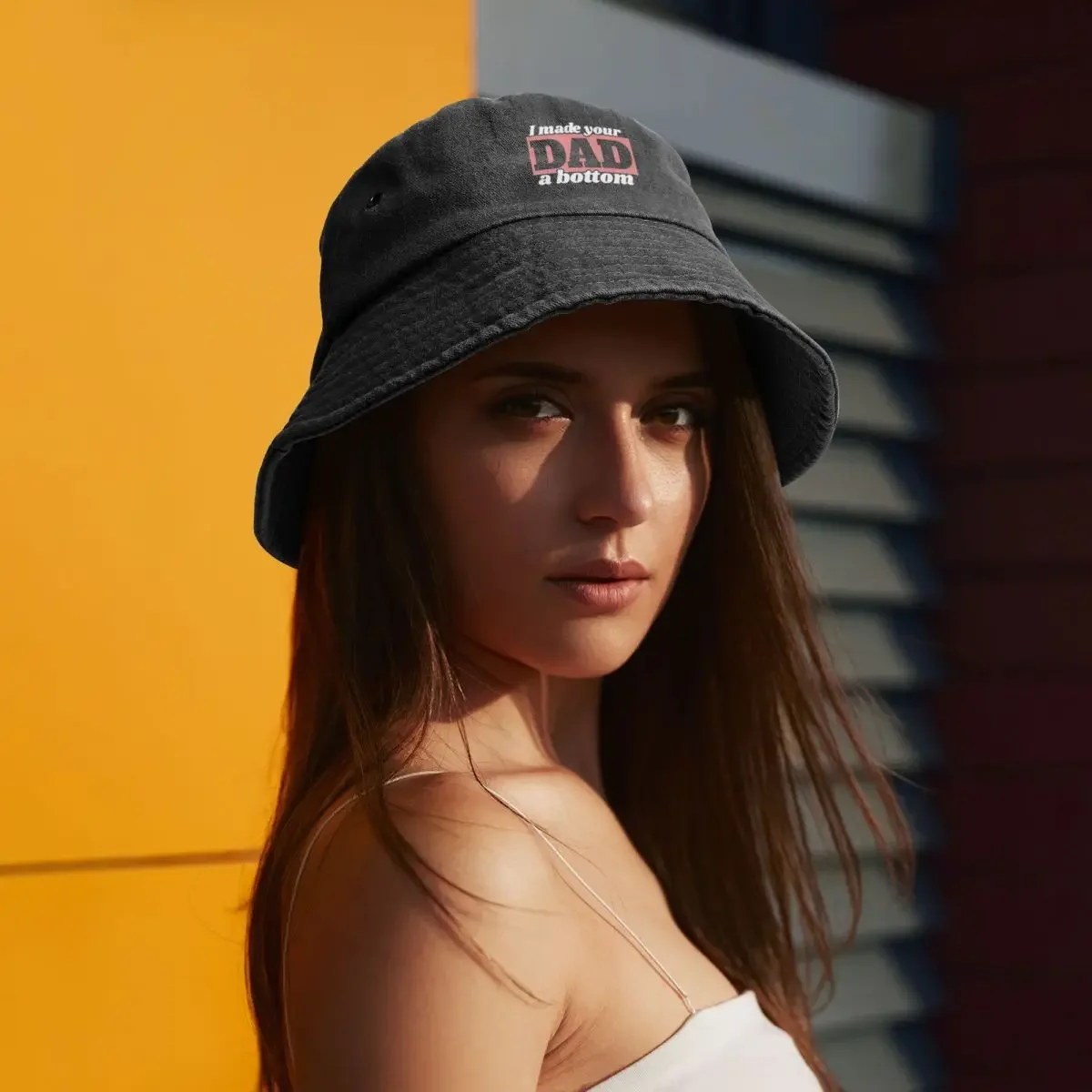 Saya membuat ayah Anda topi Bucket bawah topi bola hitam Wanita Mode pantai pria