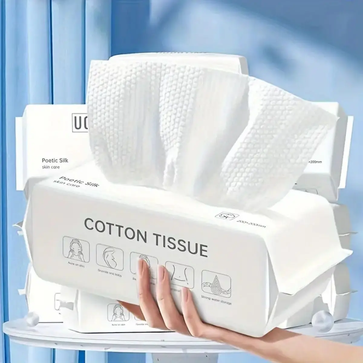 1Pack of Ultra-Soft Premium Cotton Disposable Face Towels - Extra Thick for Deep Cleansing & Gentle Makeup Removal