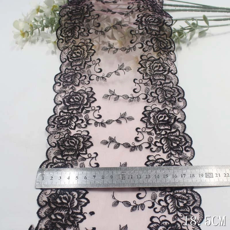 1Meter Two Tones Embroidery Mesh Lace Trim Clothes Accessory Lingerie Bra Girl's Dress Sewing DIY Fabric