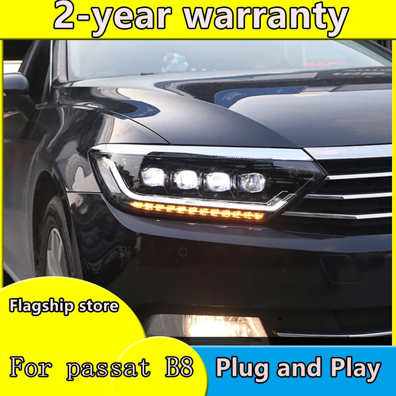 Car Lights for Passat B8 2016-2019 EU Version Magotan LED Auto Headlight Assembly Dynamic Lamp Projector 4 Lens Tool Accessories