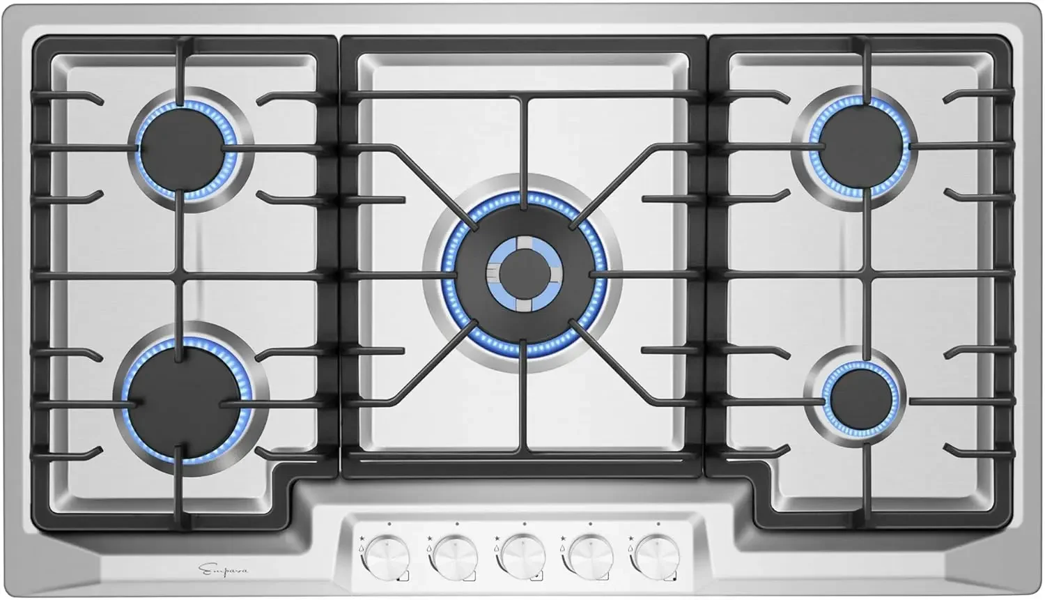 

36" Stainless Steel 5 Italy Sabaf Burners Stove Top Gas Cooktop EMPV-36GC881