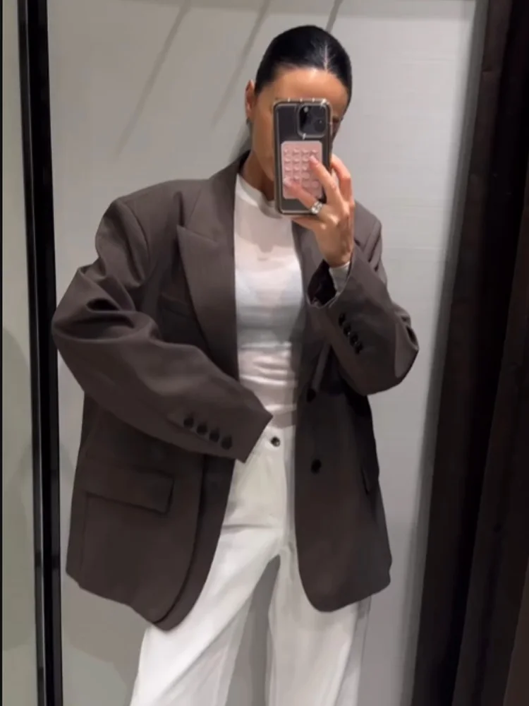 

HH 2026 Spring Women Fashion Versatile Loose Striped Double Layer Blazer Jacket+High Waisted Casual Pinstriped Pants Suit Mujer