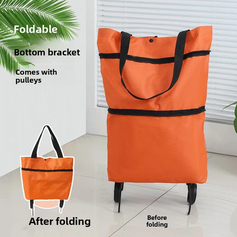 عربة سحبتة يدويًا مقطورة التراص التسوق المنزلي سحب عربة تسوق البقالة قطعة أثرية الأمتعة المحمولة عربة صغيرة #4