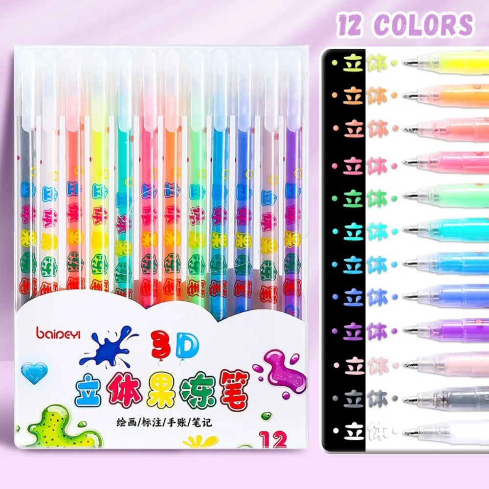 

6/12 цветов, многоцветная 3D ручка с желейными чернилами, сделай сам, почерк, большая емкость, цветная гелевая ручка, многоцелевой маркер, школьный офис