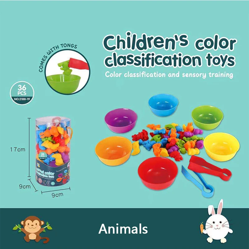 Kids Montessori Toys Color Sorting Counting Animal Matching Games Learning Educational Game Sensory Training Children Toys 3-5Y