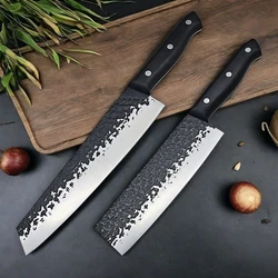 Forged Japanese Chef Knife Kitchen Meat Cleaver Full Tang Wood Handle Slicing Nakiri Kiritsuke Knife Cooking Tool Sushi Cutter