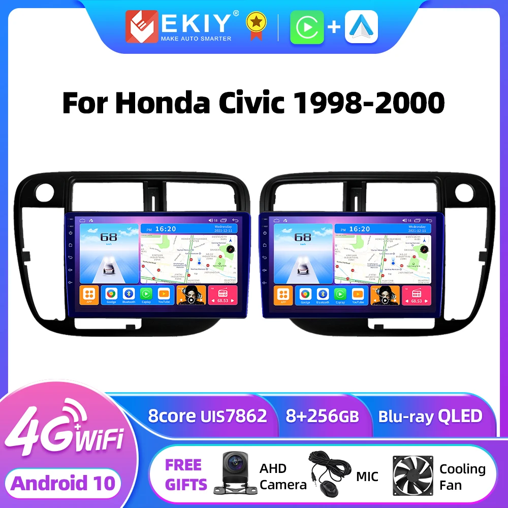 

EKIY T7 QLED Android Radio For Honda Civic 1998 1999 2000 Stereo AI Voice Multimedia Video Player Navigation GPS No 2 Din DVD HU