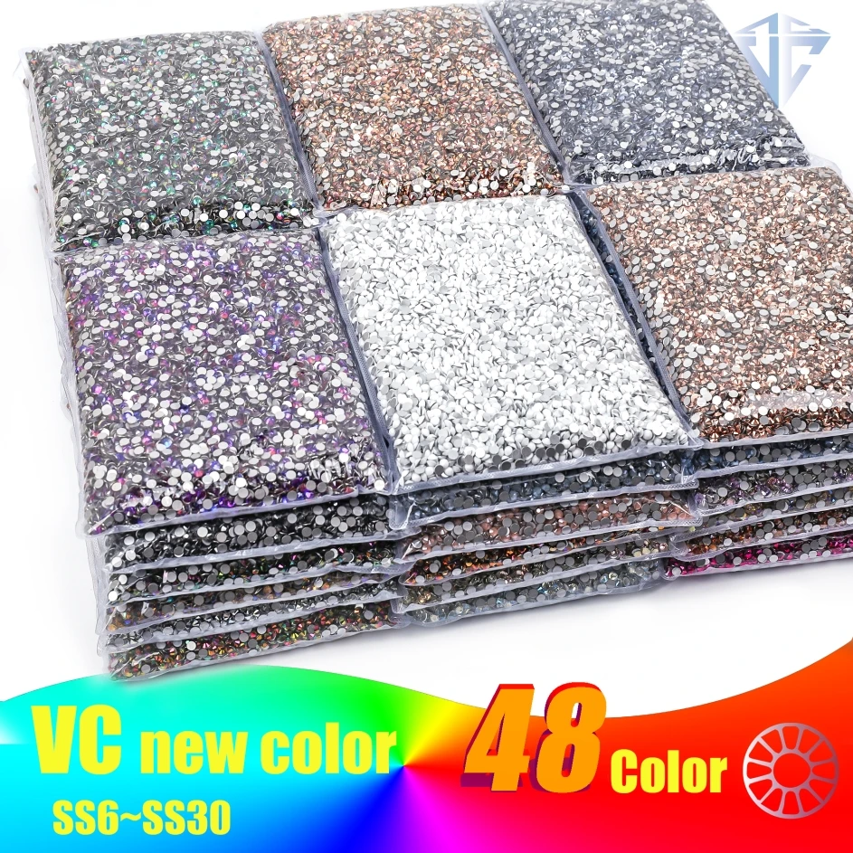 14400pc/bag Wholesale Flatback Crystal AB Non HotFix FlatBack Glass Nail Art Rhinestones Shiny Nail drill F0245