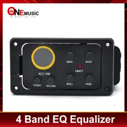 KLT-10B 4 Band EQ Equalizer Preamp Pickup with Round Screen Tuner for Travel Guitar 36 and 38 Guitar Black