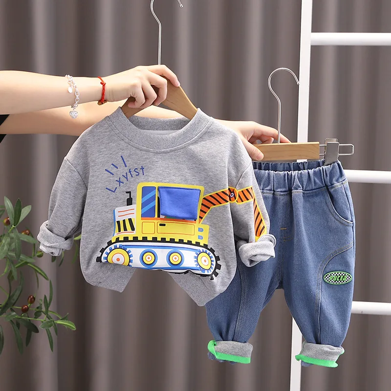 Baby Boy Luxury Clothes Toddler Outfits Cartoon O-neck Pullover Long Sleeve Hoodies Tops and Pants 2PCS Kids Brand Clothing Sets