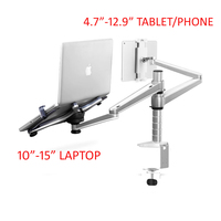 OA-9X 2 In 1 Combination Bracket Stand Adjustable Dual Arm Laptop Alloy Holder For 15 inch Laptop and 10 inch Tablet