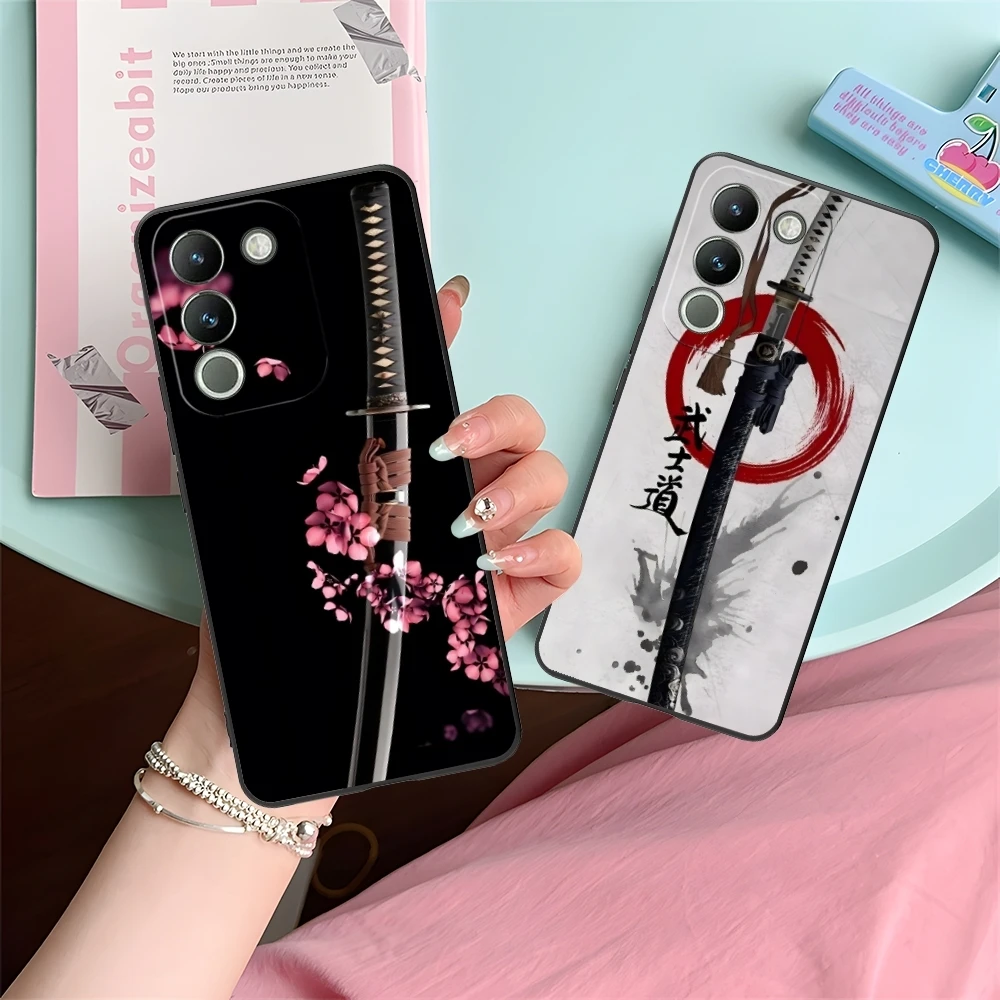 Katana Samurai Ronin Mobile Cell Phone Case for VIVO Y95 Y93 Y31 Y20 V19 V17 V15 Pro X60 NEX Black Soft Phone Cover Shell