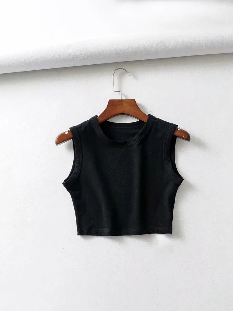 2024 Summer vintage white crop tops women biker black punk sexy tank top korean streetwear cropped sleeveless top feminino