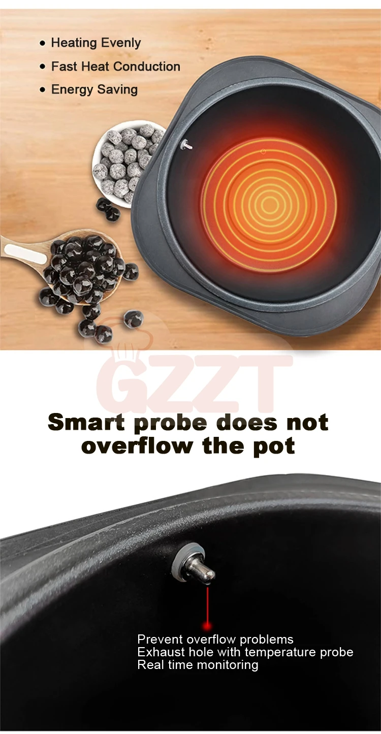 GZZT تابيوكا وعاء لؤلؤ ، 9 لتر ، لؤلؤ كهربائي ، وعاء غير لاصق ، طباخ فقاعة بوبا ، زبادي ، كرات القلقاس ، ماكينة طهي متعددة الوظائف