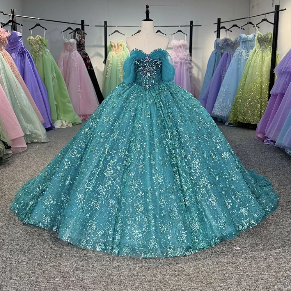 Vestido de encaje de princesa Dulce, vestido de baile con calcomanía, vestido de quinceañera, vestido formal de baile, dulce 16, vestido de fiesta