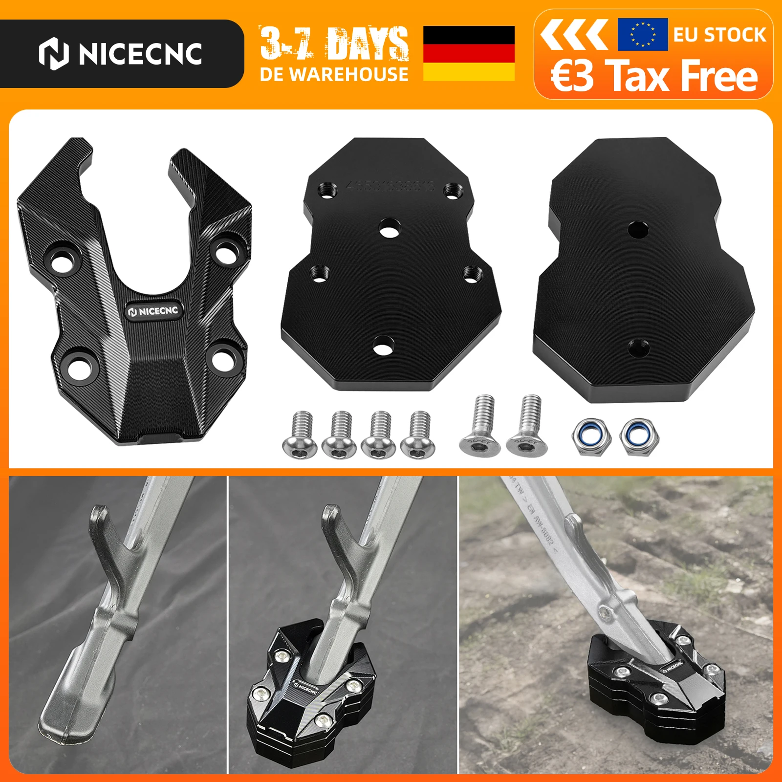 Solo per BMW R1300GS/Adventure R1300 GS GSA 2024 2025: Piastra di Estensione Cavalletto Laterale 46531638616 - Base di Appoggio Allargata per Cavalletto Laterale R1300GSA