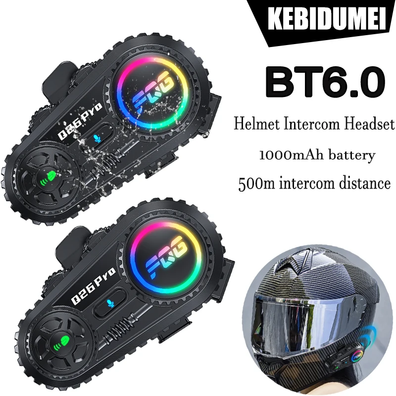 

KEBIDUMEI Q26pro Bluetooth6.0 мотоциклетный шлем, домофонная гарнитура, громкая связь, музыкальный плеер, наушники с RGB окружающим освещением