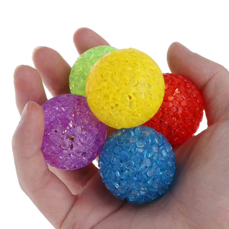 5Pcs/Pack Dog Ball Toys Crystal Style Ball Built-in Bells Fun Interactive Toys Pet Dog Training Toys Chew Toys