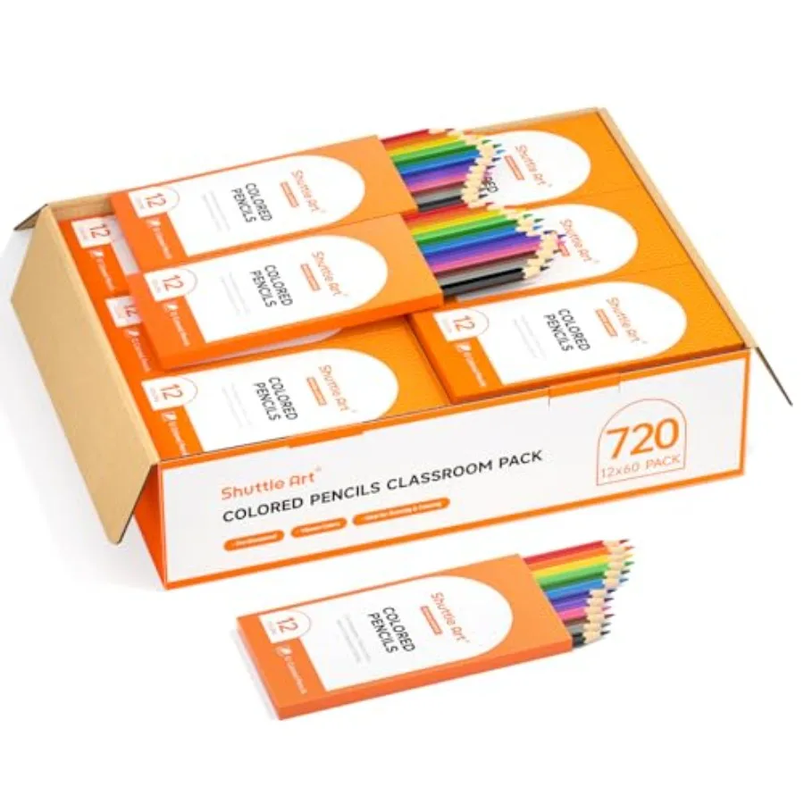 

Colored Pencils Bulk, 12 Vibrant Colors, Pack of 60, Pre-sharpened Coloring Pencils, Wood Colored Pencil for Teachers, Classroo