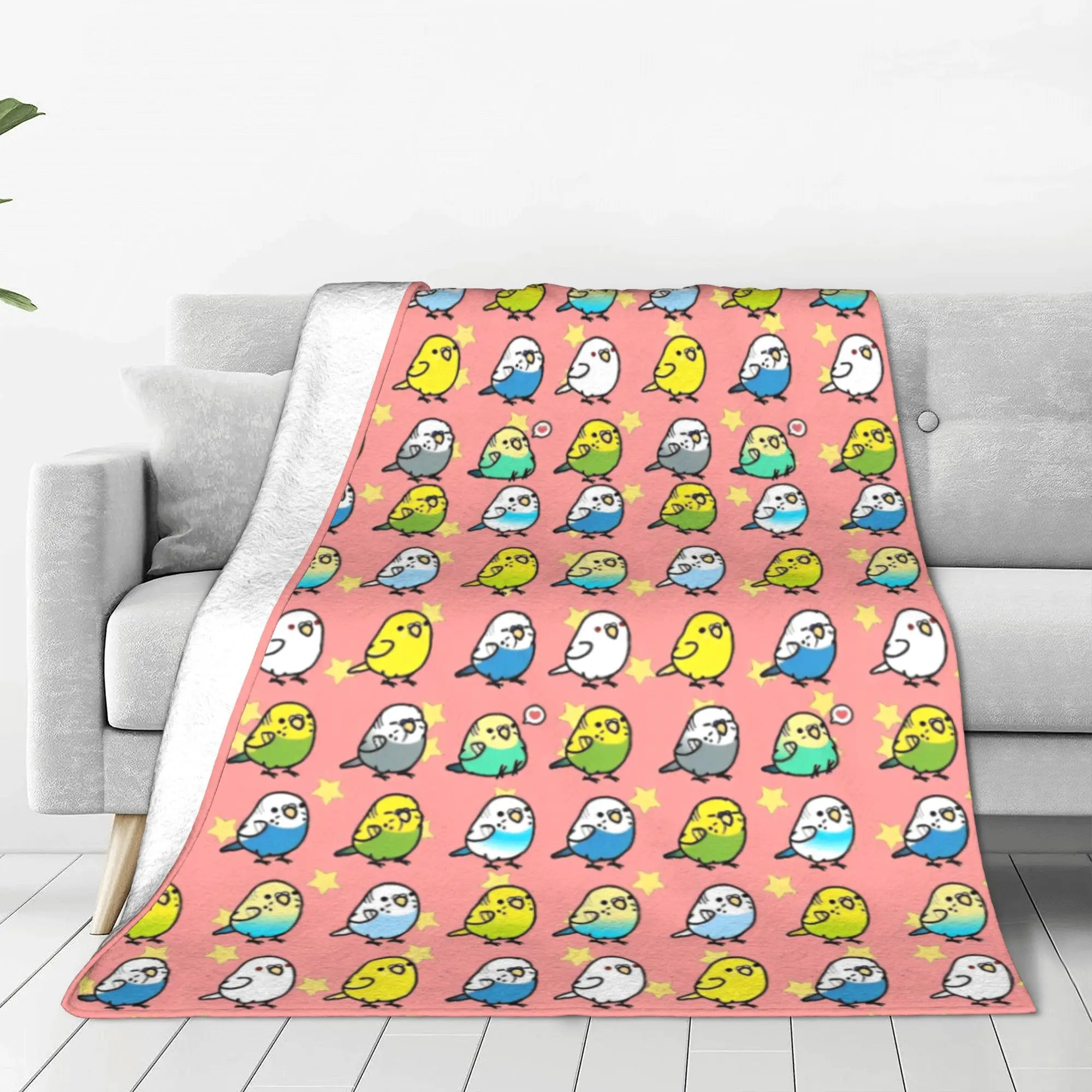 Cockatiel Parrot Cockatoo Bird Blankets Cute Cartoon Fleece Vintage Breathable Throw Blanket for Home Spring/Autumn Travel