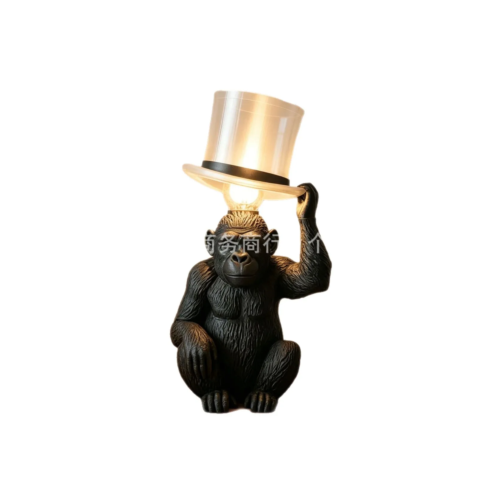 Monkey Lamp Top Hat Monkey Resin Statue Funny Table Lamp Figurine for Home Office Bar Bedside Living Room Bedroom Coffee Table