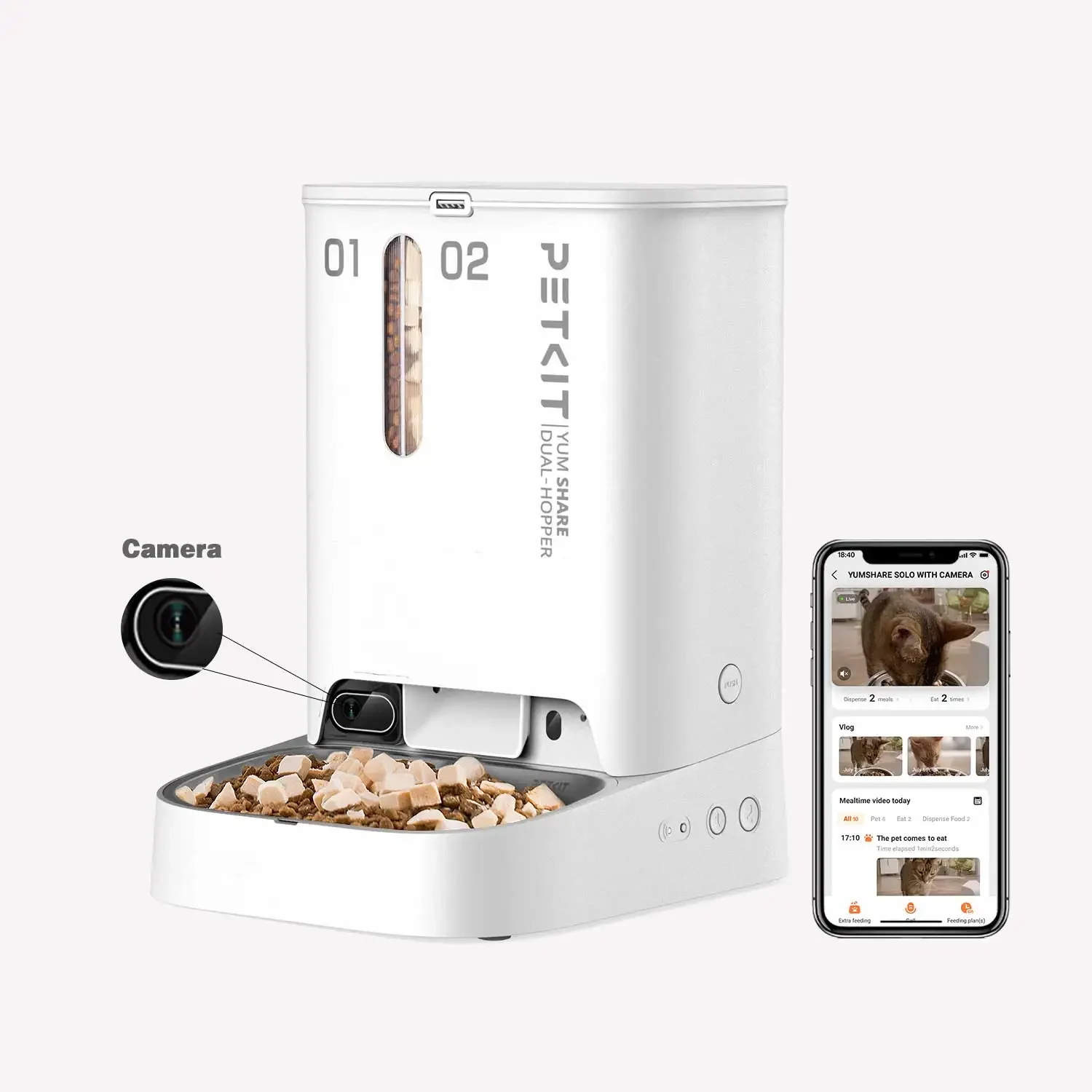 2023 New Arrivals Authorized Genuine Solo With Camera Pet Smart Feeder WIFI APP Control Automatic Pet Feeder