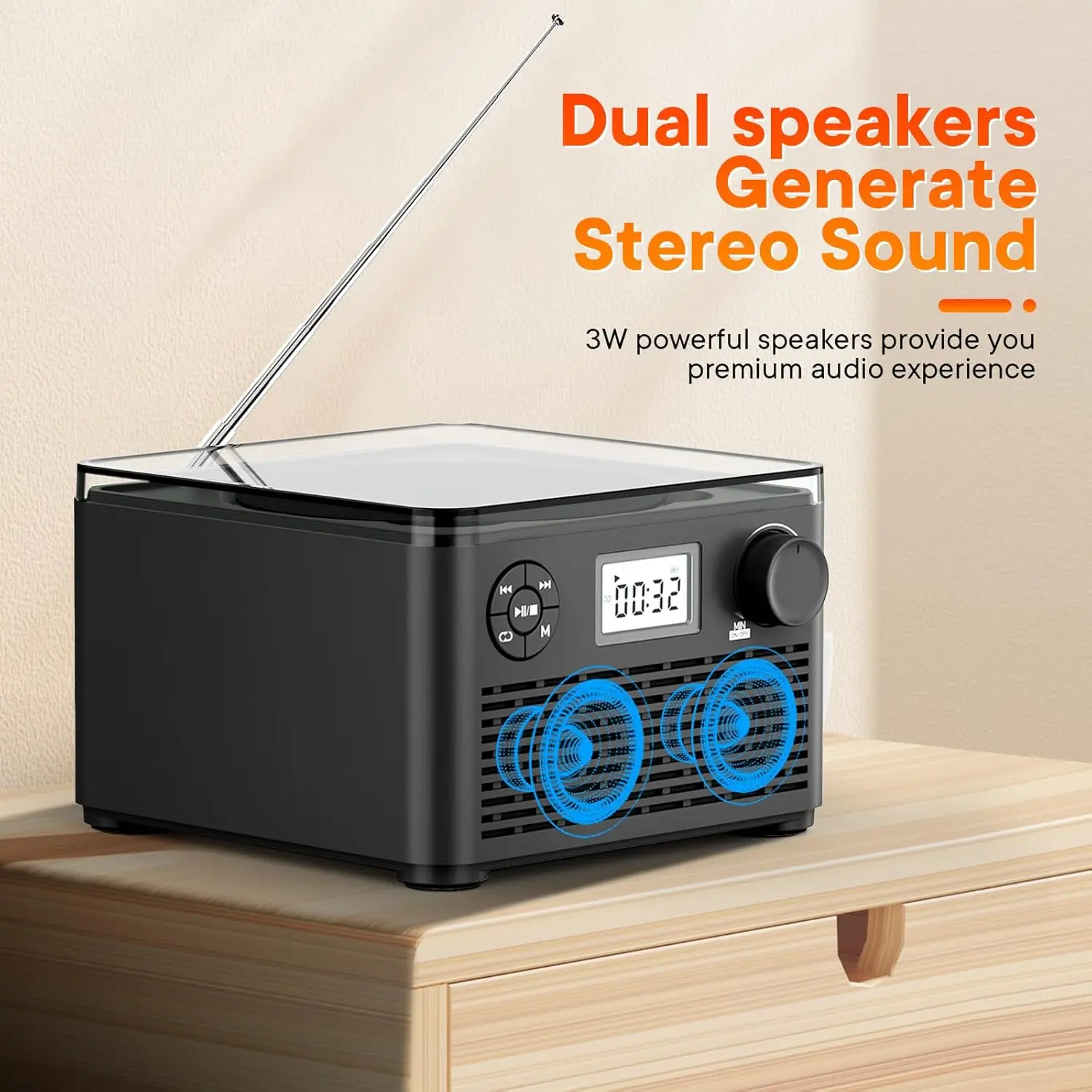 

Retro CD Machine Bluetooth 5.0 Rechargeable Built-in Speakers HIFI Music Player USB MP3 Lossless Playback with FM Radio Function