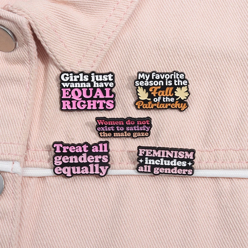 Feminism Includs All Genders Enamel Pin Treat All Genders Equally Brooch Lapel Badge Jewelry Gift for Women Friends Wholesale