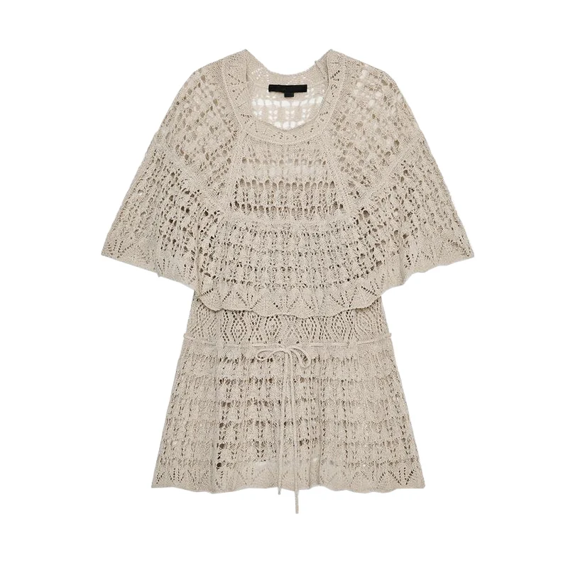 

Новый летний женский топ в американском стиле с круглым вырезом Ne ort Sve, вязаный топ из полиэфирного волокна, свободный крой