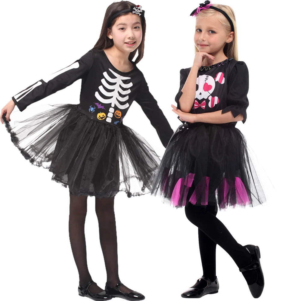 Skeleton Costumes Kids Cosplay Scary Zombie Ghost Skull Halloween Party Dress Up Outfits Jumpsuit Trick or treating