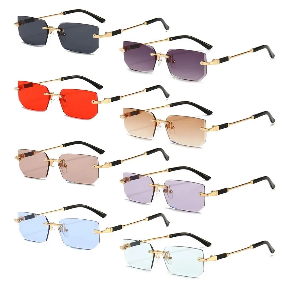 Rimless Sunglasses Rectangle Fashion Popular Women Men Shades Small Square Sun Glasses For Female male Summer Traveling Oculos