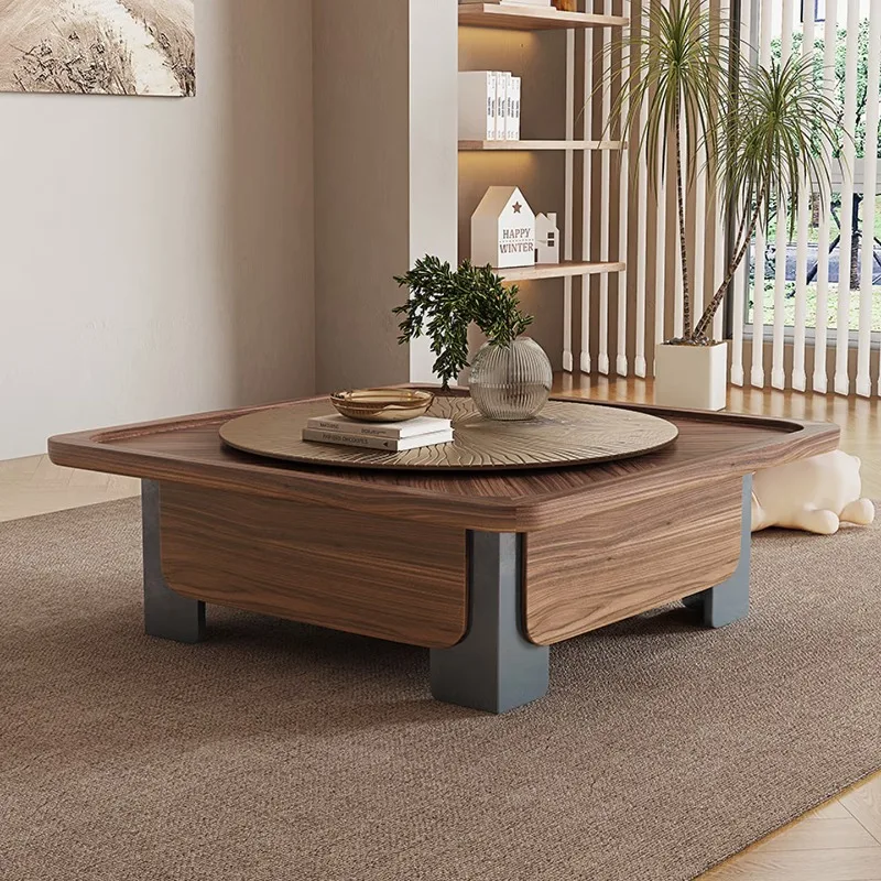 

Retro square tea table, antique walnut coffee table in the living room