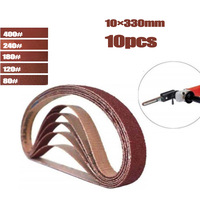 10pcs 10x330mmSanding Belts Abrasive for Metal Woodworking Blade Grinding Suitable for Pneumatic Sand Belt Machine