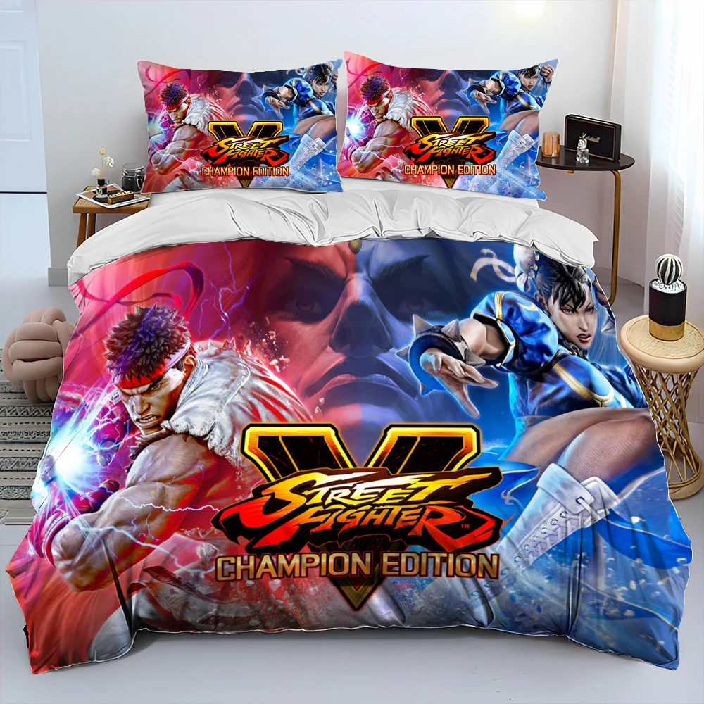 Imagem -06 - Street Fighter Retro Game Gamer Consolador Bedding Setduvet Cover Bed Conjunto Quilt Cover Fronha King Queen Size Conjunto de Cama Kid