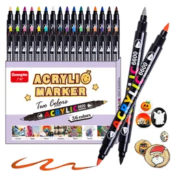 36/84Color Double Head Brush Acrylic Paint Markers Pens for Stone Ceramic Fabric DIY Painting Card All Surfaces Art Supplies