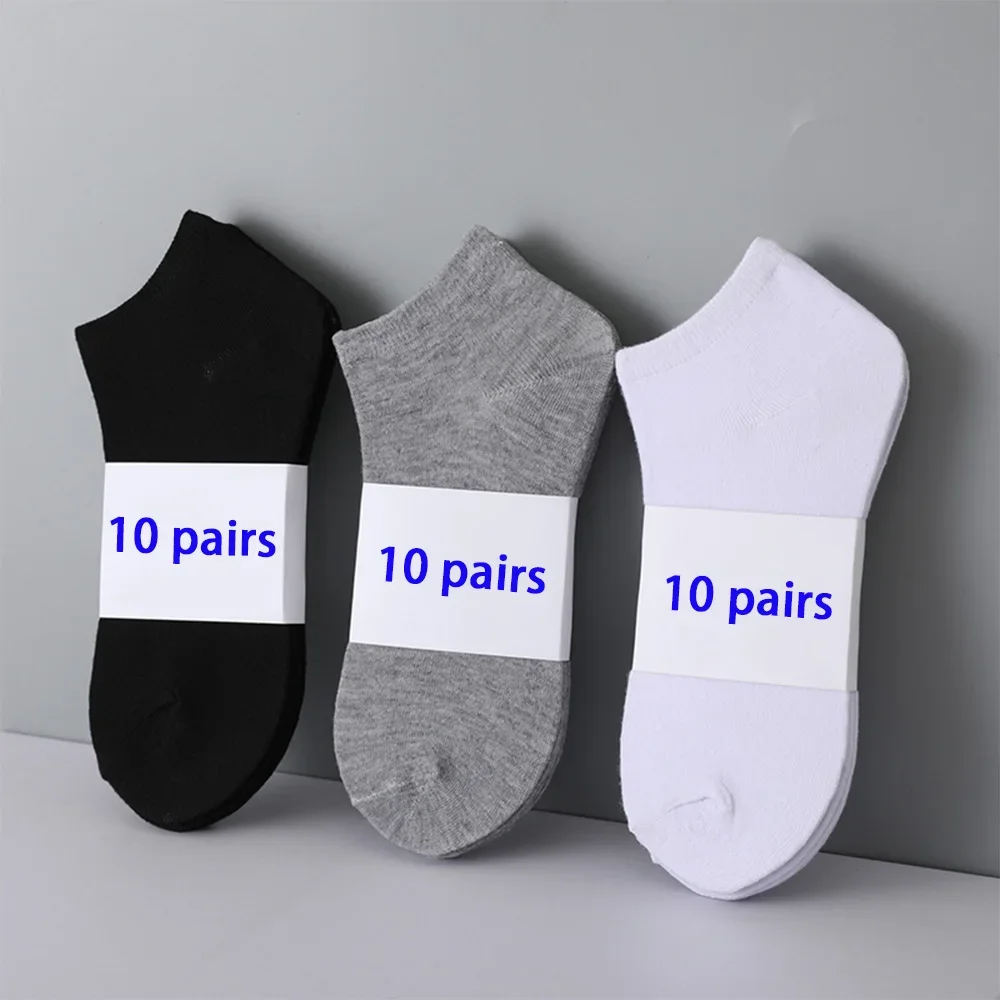 10 Pairs Unisex Casual Plain Color Boat Socks Thin Breathable Comfy Anti Odor Sweat-absorbing Low Cut Ankle Socks For Men Women