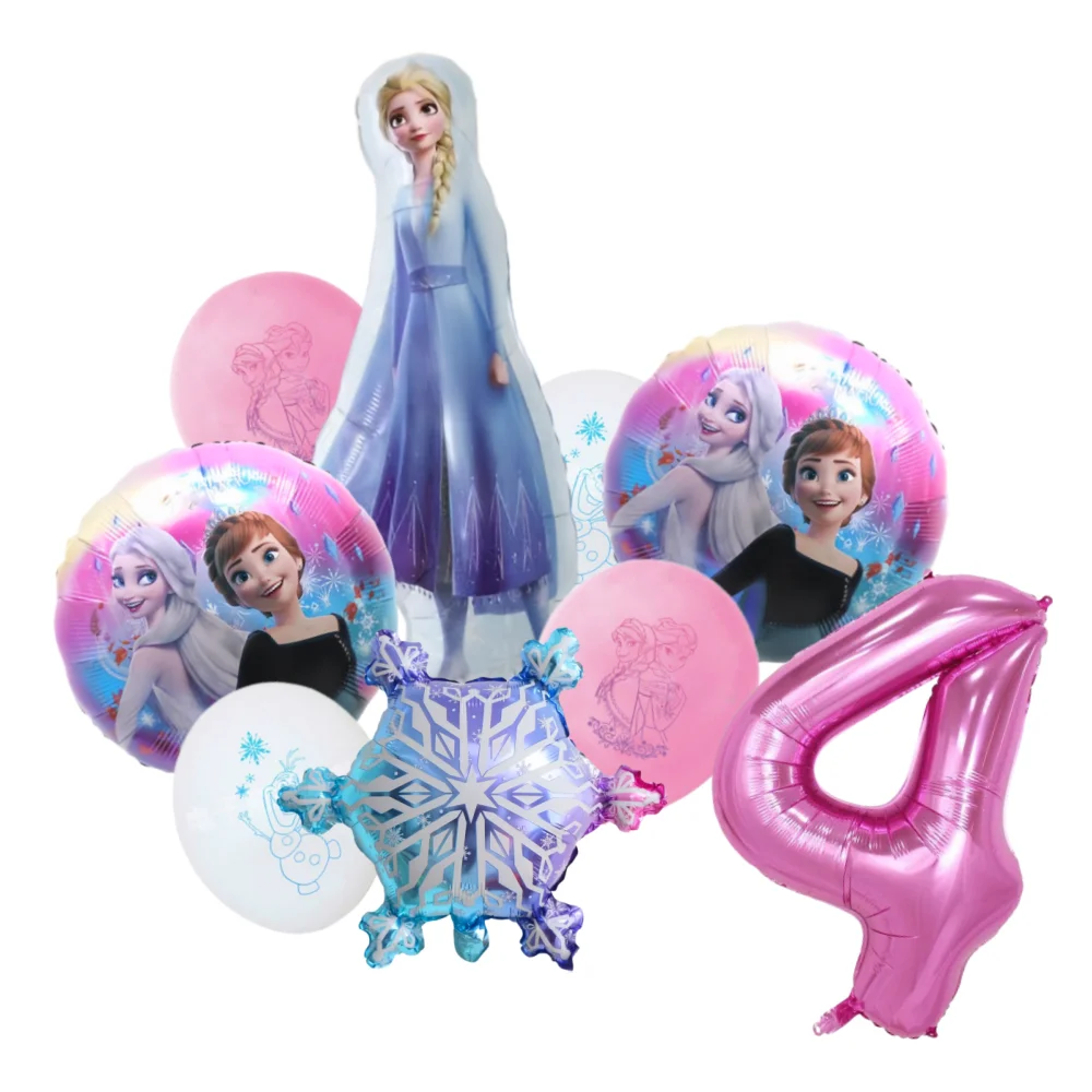9 قطعة 18 بوصة المجمدة إلسا آنا الأميرة أولاف بالونات الوردي الأرجواني الأزرق بالونات فتاة حفلة عيد ميلاد الزفاف استحمام الطفل الديكور #3