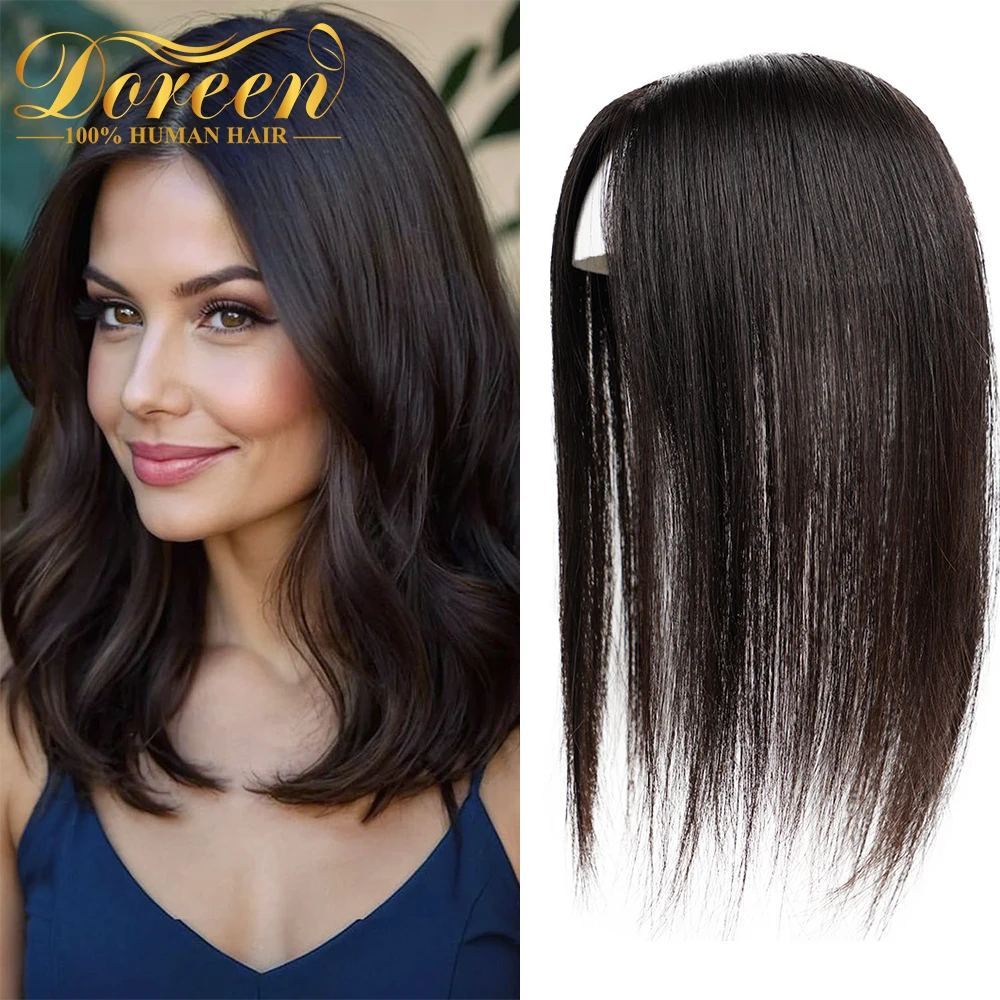 

Doreen 10 12 14 9x14cm Mono Lace Topper With Clips Silk Hair Toppers for Hair Loss Women Breathable Scalp Topper Natural Color