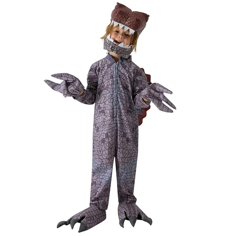 

Dinosaur World Spinosaurus T-Rex Stage Costumes Kids Halloween Events Carnival Theme Party Cosplay Outfit Pretend Game Jumpsuit