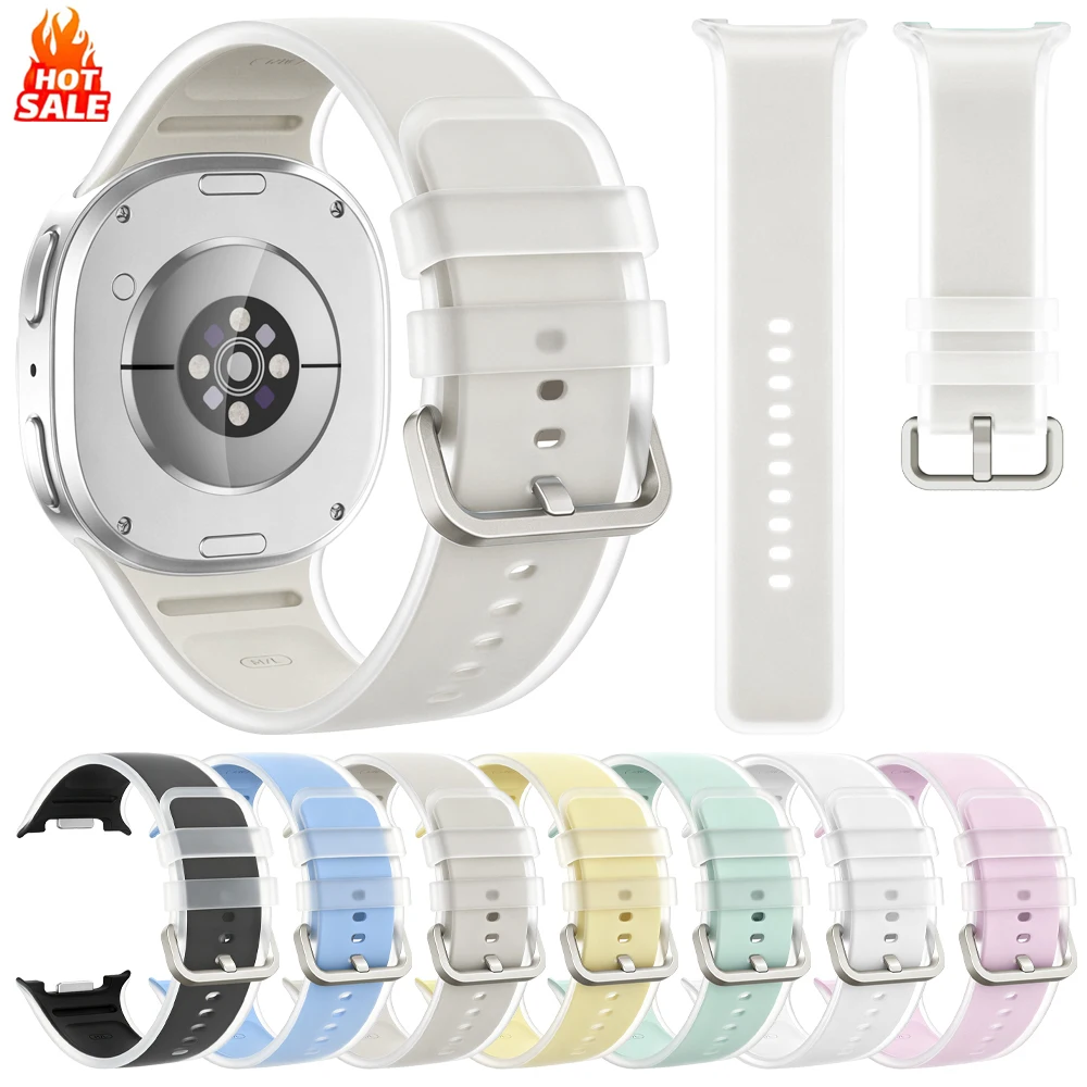 Translucent Sport Silicone Strap for Samsung Galaxy Watch9 9LTE 44mm 40mm Original Replace Band for Galaxy 8Classic 8 40-44-46mm