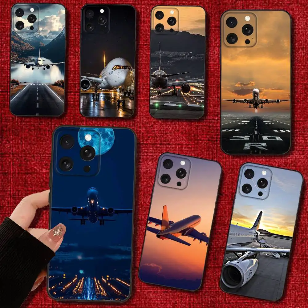 

Airplane Plane Phone Case For iPhone 16e,16,15,14,13,12,11,Pro,X,XS,Max,XR,Plus,Mini Soft Black Cover