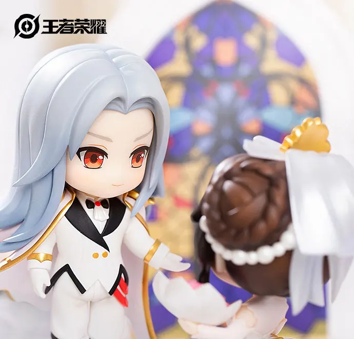 Kings of Glory True Love First Pure White Flower Wedding Zhou Yu and Xiao Qiao Q Version Handmade Suit Doll Anime Figure Toys