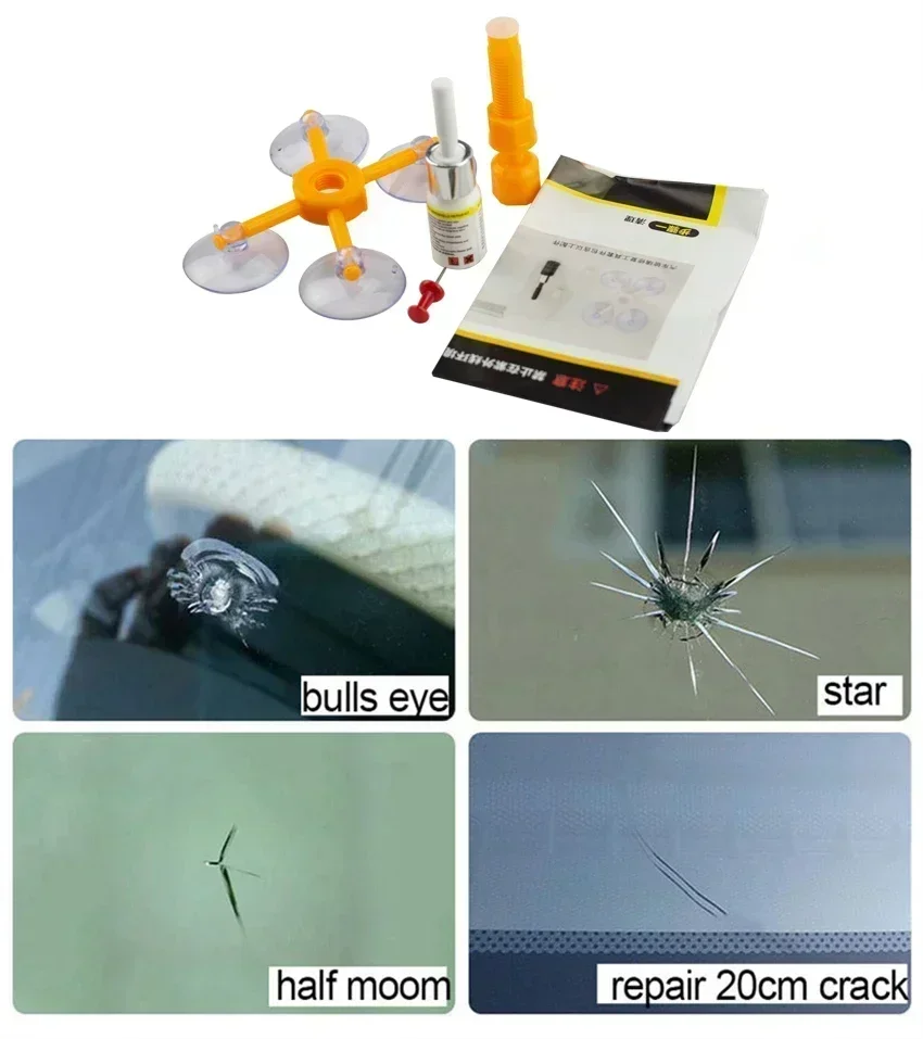 Windshield Repair Kit Quick Fix Car Cracked Glass Windscreen Repair Tool Kit Resin Sealer DIY Auto Window Screen Polishing