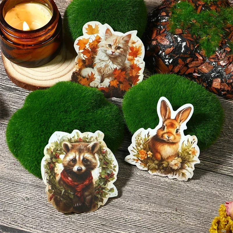 20Pcs Forest Animal Paradise Collage American Retro Handbook Stickers Cat Decor materiale forniture Scrapbook Cut 157*98MM