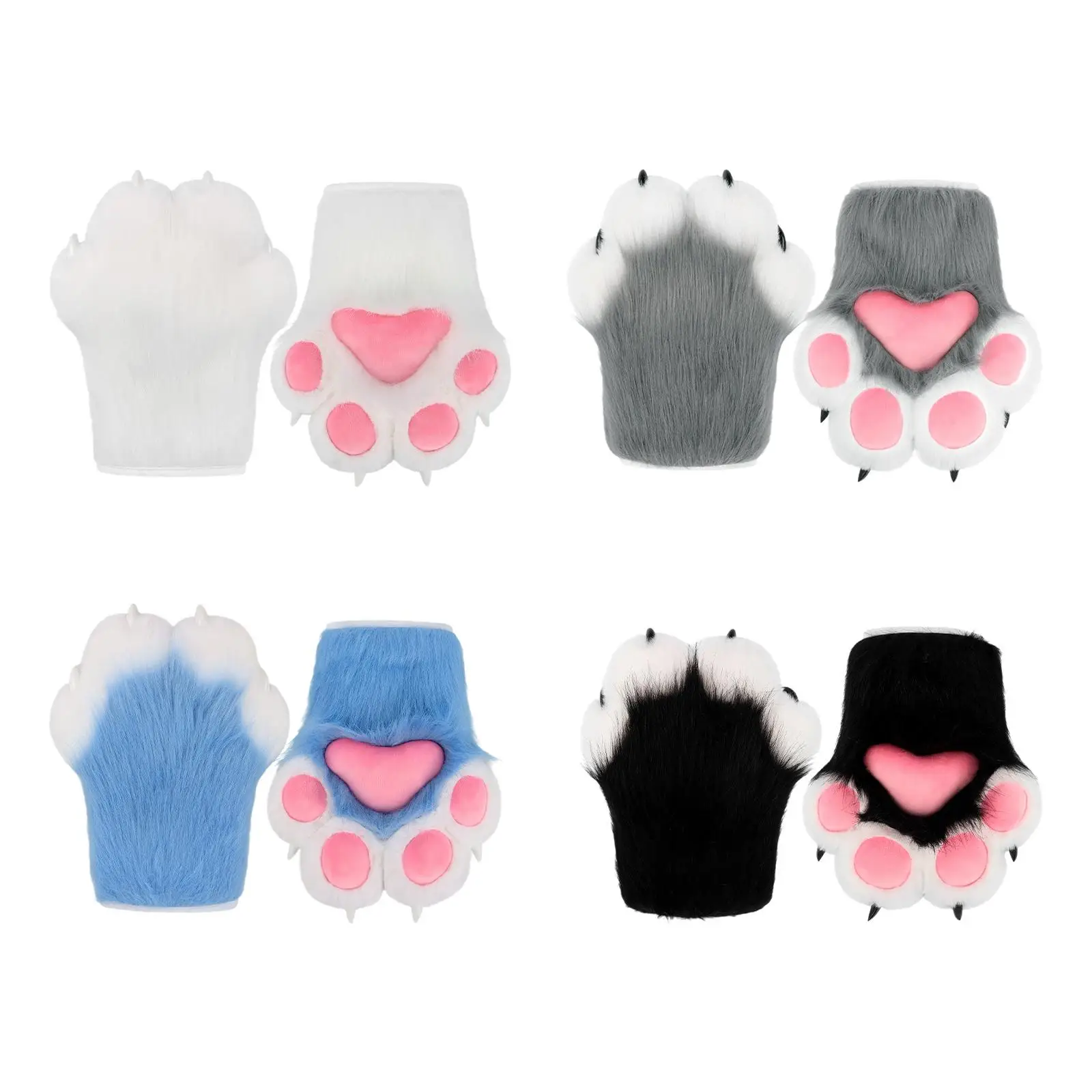 Cat Paws Gloves Hands Claw Winter Warm Gloves Plush Gloves Kitten Claw Gloves for Halloween Clubs Masquerade Role Play Festival