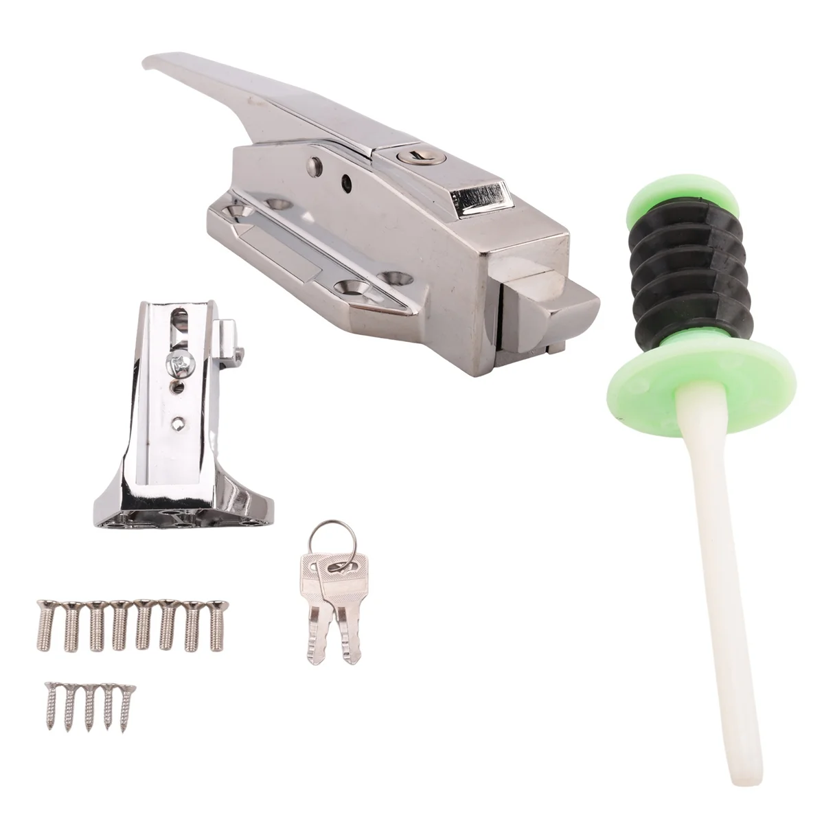 Cooler Door Latch Kit, Safety Freezer Door Latch Handle Set, with Adjustable Offset Strike and Inside Release and Keys