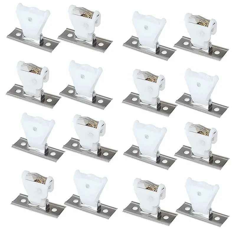 ABFW 16Pcs Cord Lock Mechanism for 3 Line Swivel Type White Plastic and Stainless Steel Bracket for Roman Blinds