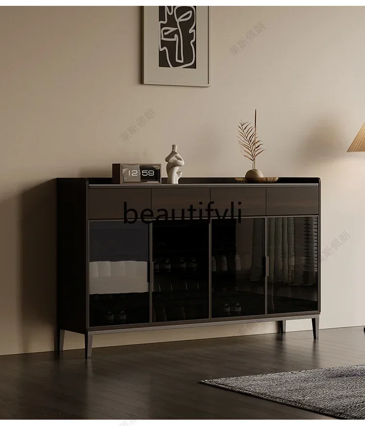 

ls 27Solid wood shoe cabinet entrance indoor large-capacity entrance cabinet integrated living room smoke color locker